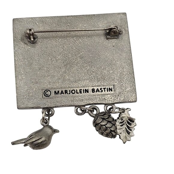 Vtg Bunny Rabbit Brooch Pin Nature Signed Marjoelin Bastin Rustic Charm Whimsy - Picture 2 of 10